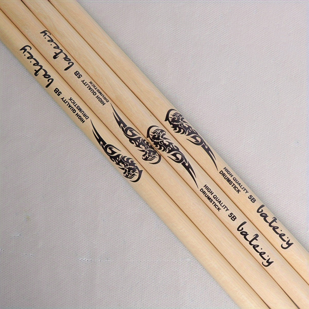 Maple Drumsticks with Totem Design, 5A 7A 5B Sizes, Lightweight, Uncharged