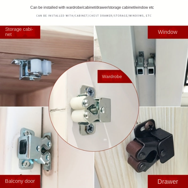 Golden Metal Spring-Loaded Cabinet Latch with Lockable Design for Closet Doors