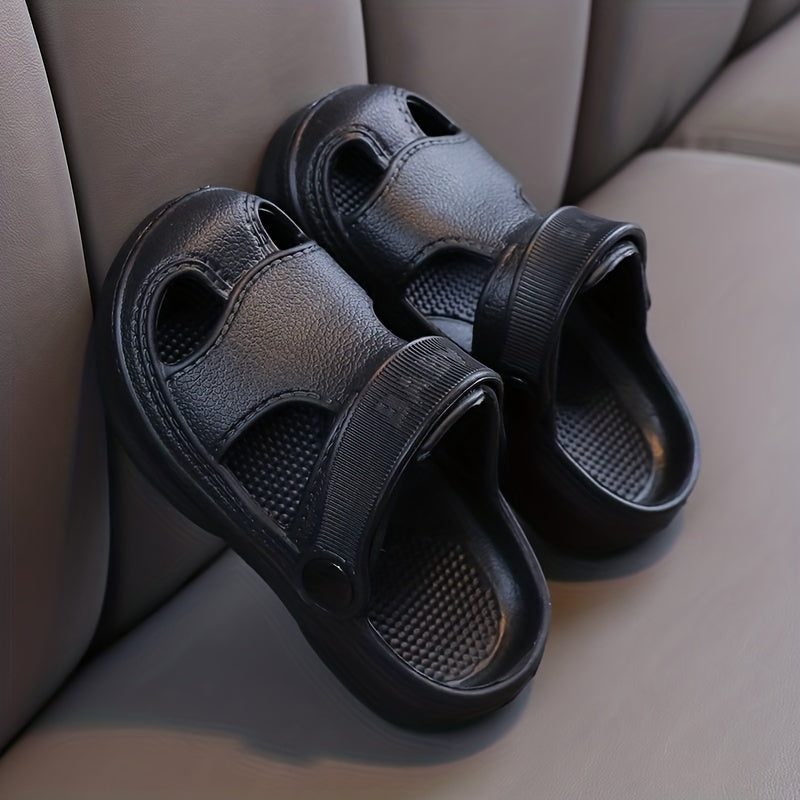 Детские летние пляжные сандалии EVA на Slip-On с мультяшным дизайном, мягкая подошва для мальчиков и девочек в розовом, белом, желтом и светло-голубом