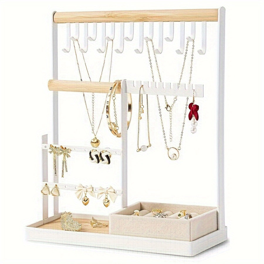 Подставка для украшений из бархата, 5-уровневая железная витрина для ожерелий, сережек, ключей