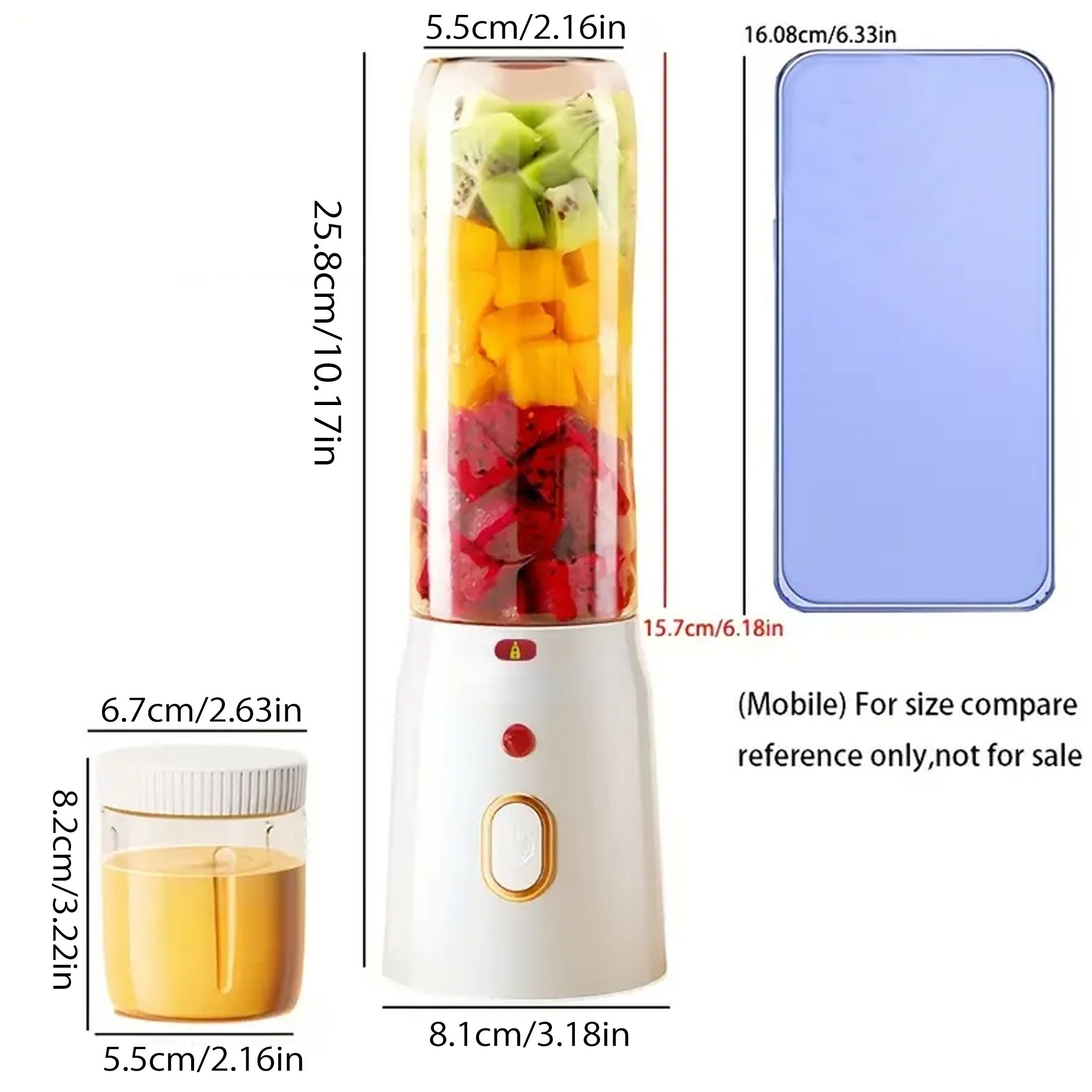 Portable 3-Piece Blender Juicer Set Double Cup USB Rechargeable Juice Cup