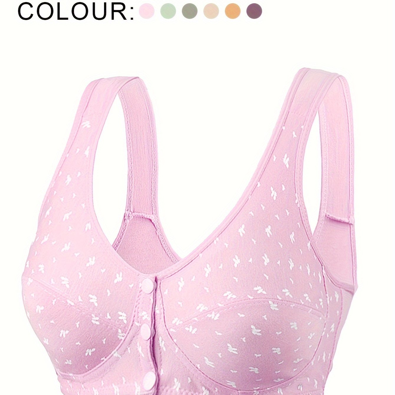 Wireless Breathable Bra with Random Print, Front-Opening Vest Style for Women