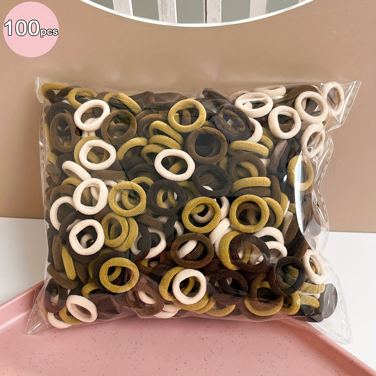 Girls Hair Elastics Pack of 100 High Elasticity Rubber Bands for Buns and Ponytails