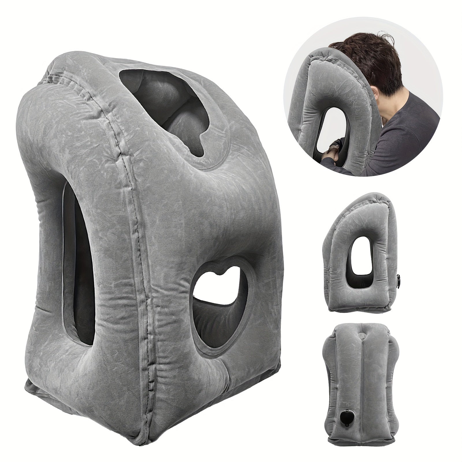 Inflatable Travel Pillow with Patented Valve for Neck Support for Flights and Travel