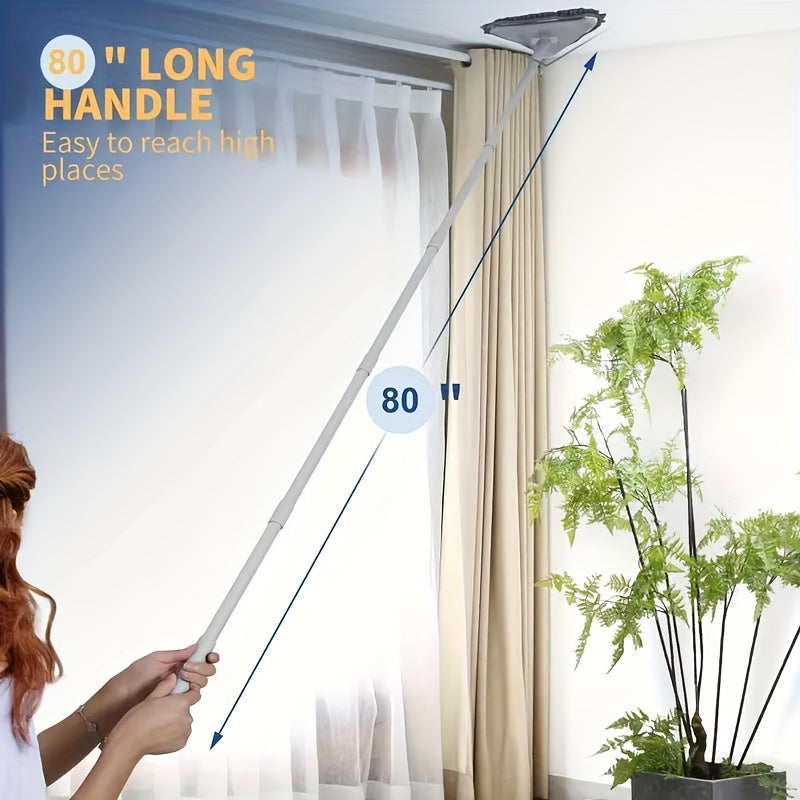 Triangle Wall and Ceiling Cleaning Mop Kit with 6 Pads, Adjustable Handle