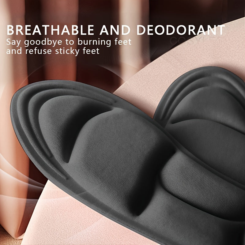 Unisex Black Polyester Sports Insoles with Shock Absorption Sweat and Odor Control