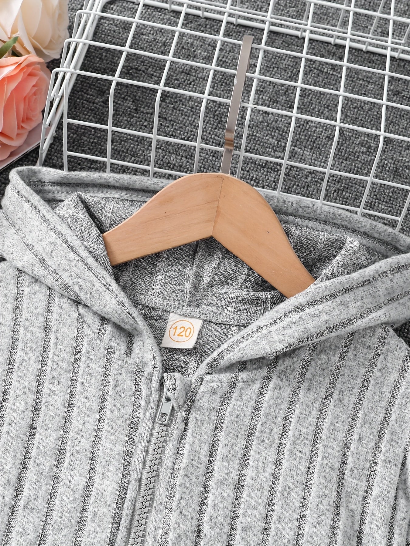 Girls' 3-Piece Outfit Set Long Sleeve Zip Hoodie Tank Top Pants Solid Rib Knit Fall Spring