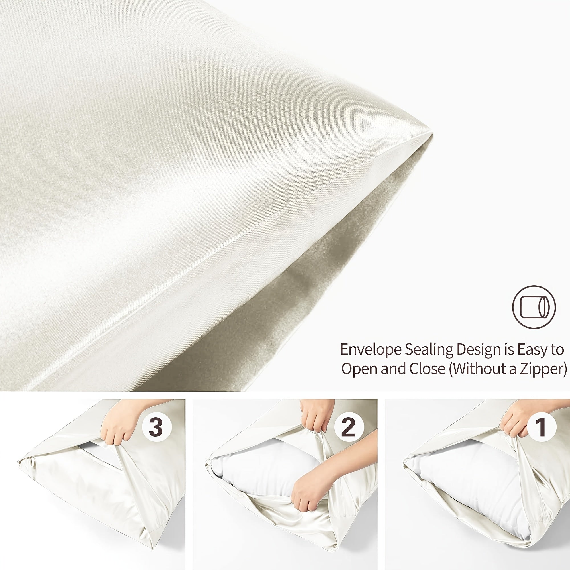 Satin Pillowcases Pack 2, Wrinkle-Resistant, Smooth, Solid Color