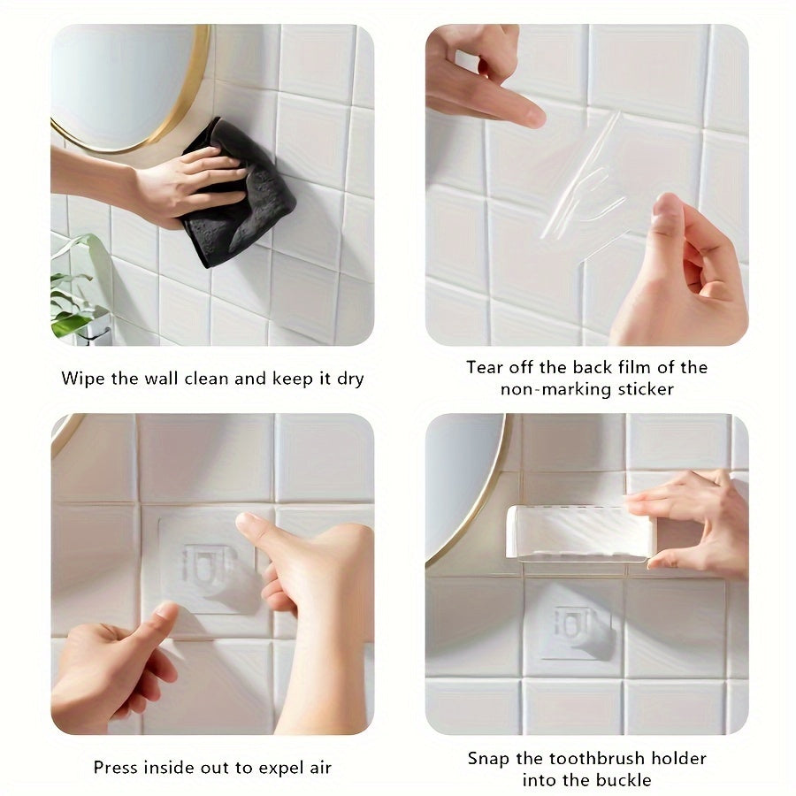 Wall Mounted Toothbrush Holder for Dorms and Showers Holds Up to 5 No Electricity