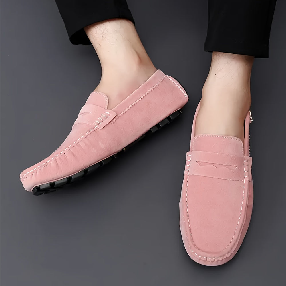 Microfiber Loafers Slip-On Solid Color Rubber Sole Casual Dress Wedding All-Season