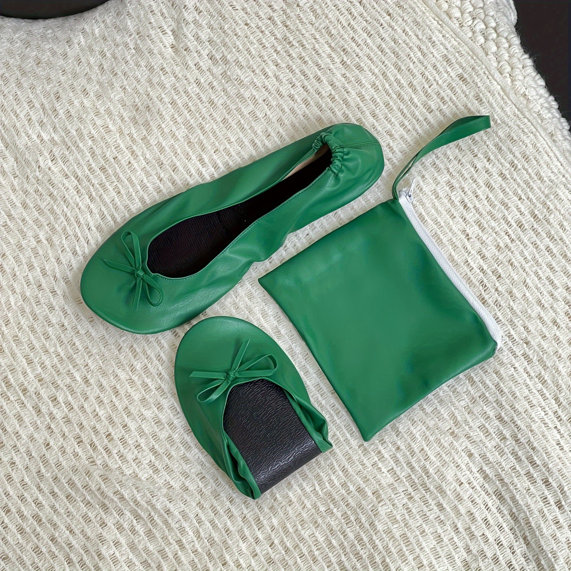 Women's Soft Sole Ballet Flats, Foldable Wedding Dance Shoes, Solid Color