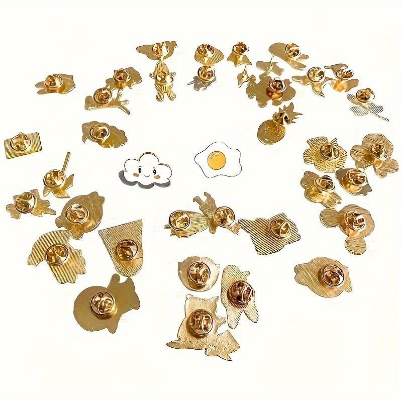 Set of 12 Cartoon Enamel Brooches for Clothing and Accessories Stylish Alloy Pins for Women and Girls