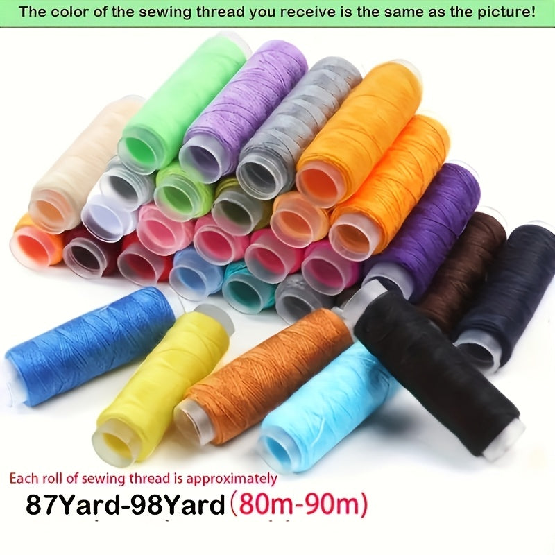 27-детальный портативный набор для шитья с яркими нитками, иглами и необходимыми принадлежностями для дома, офиса или путешествий.