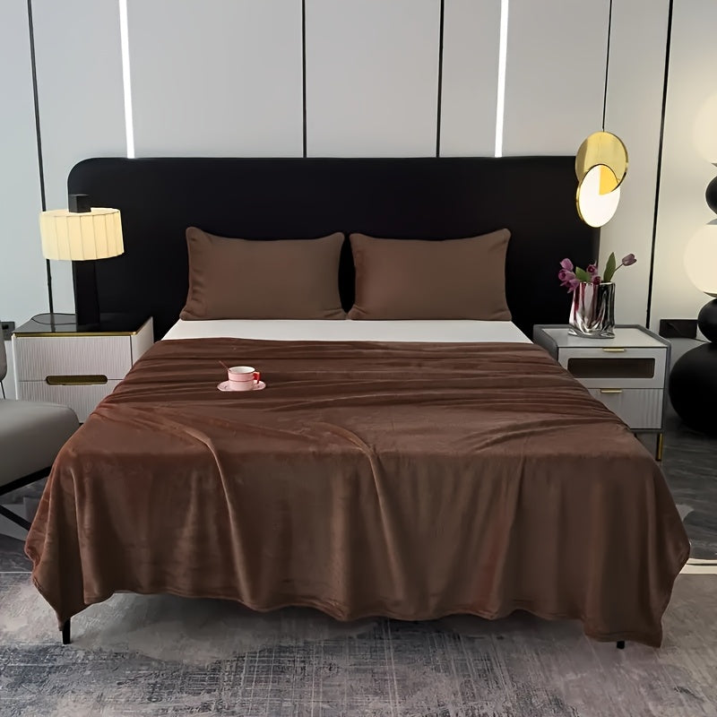 220gsm Polyester Fleece Throw Blanket Lightweight Warm Couch Bed Office