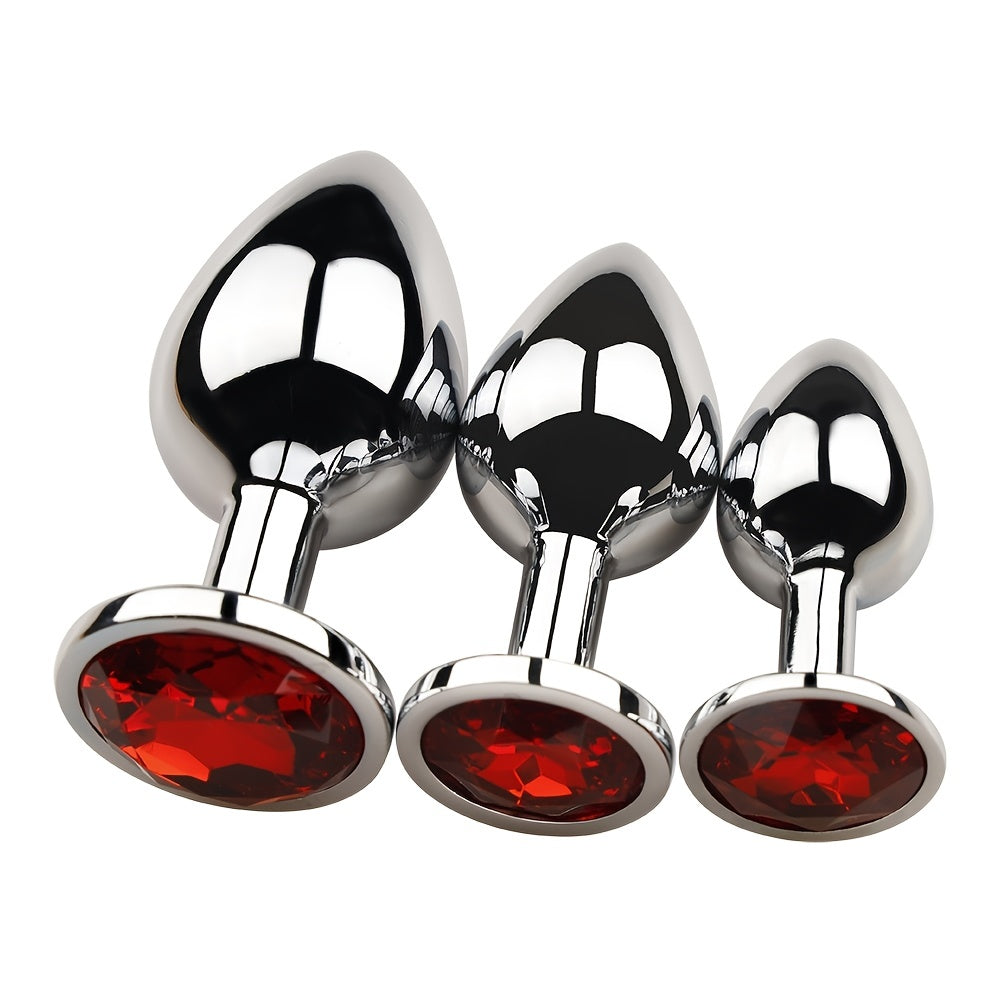 Red Gem Base Metal G-Spot Anal Plug for Adults