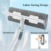 2-in-1 Window Squeegee and Mop with Swivel Head and Clip-On Cloth