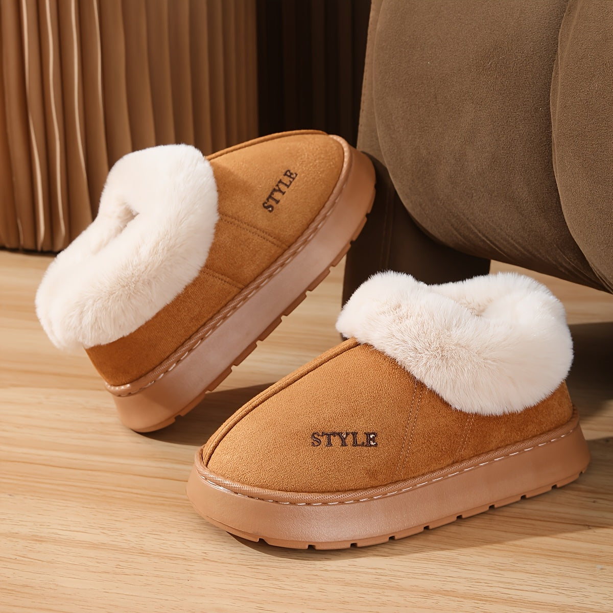 Women's Winter Warm Slip-On Slippers Casual Round Toe House Shoes