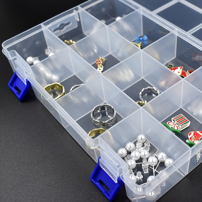 Plastic Jewelry Organizer Box with 12 Compartments for Earrings Beads and Crafts 22.5cm x 14.5cm