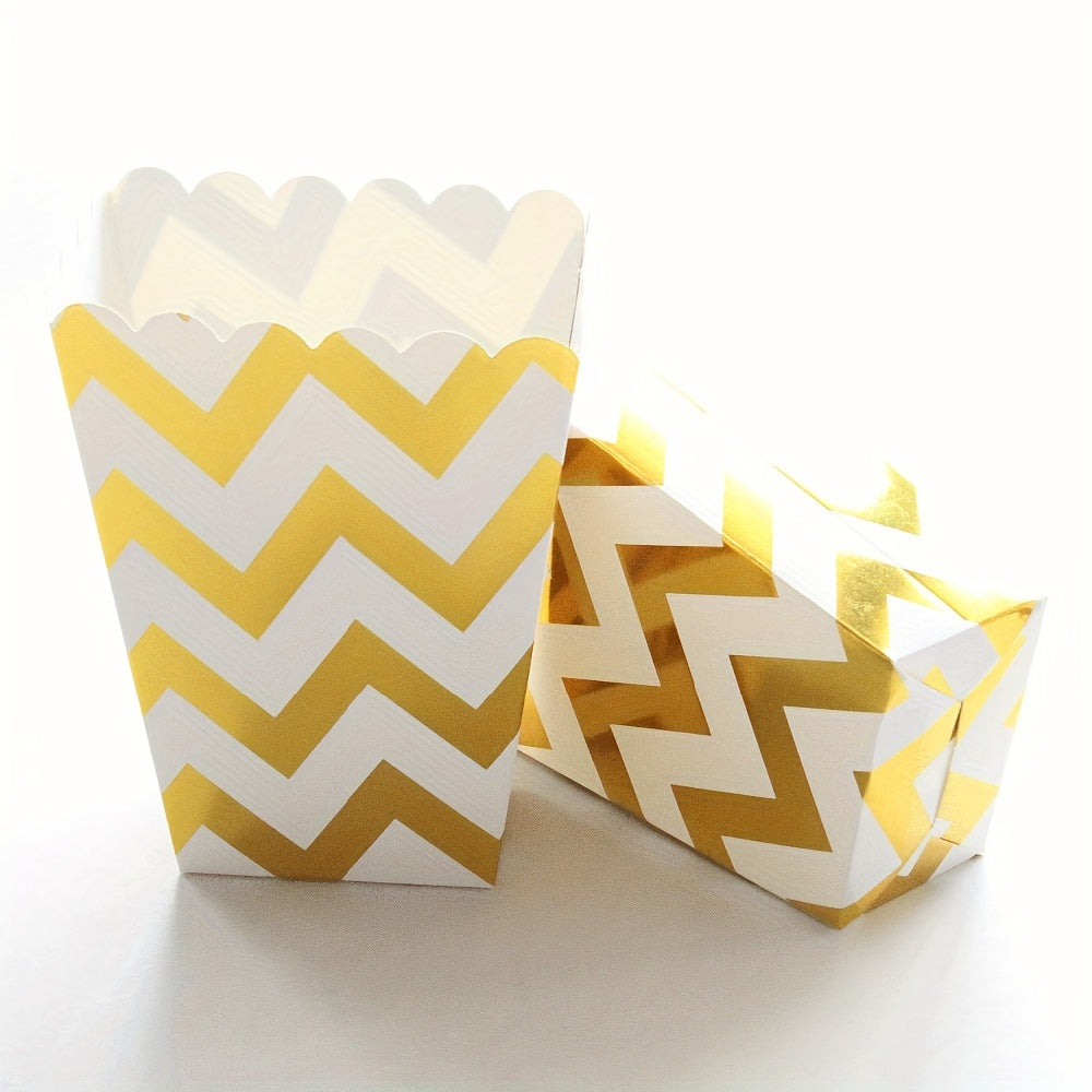 Set of 12 Cardboard Popcorn and French Fry Food Packaging Boxes for Parties and Theaters