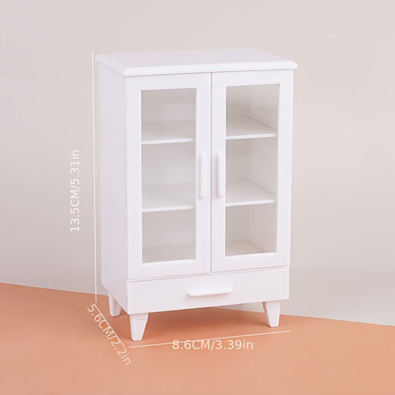 1:12 masshtabdagi miniaturali saqlash shkafi modeli, ish stolingizni yoki qo'g'irchoq uyingizni kichik bezaklar va aksessuarlar bilan bezash uchun mukammal.