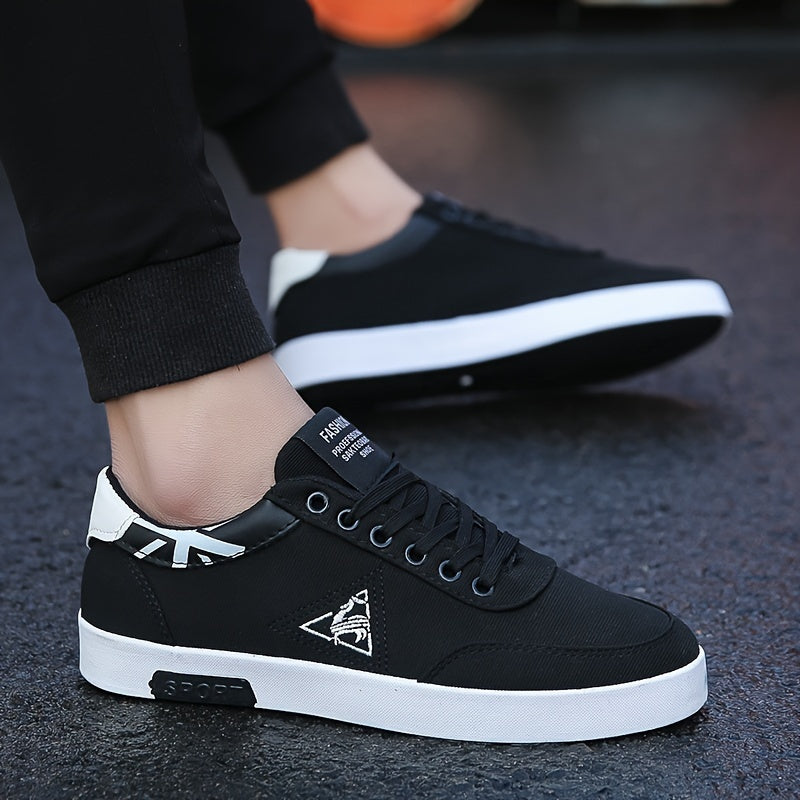 Men's Canvas Sneakers Breathable Non-Slip Sole Casual Sporty Black White