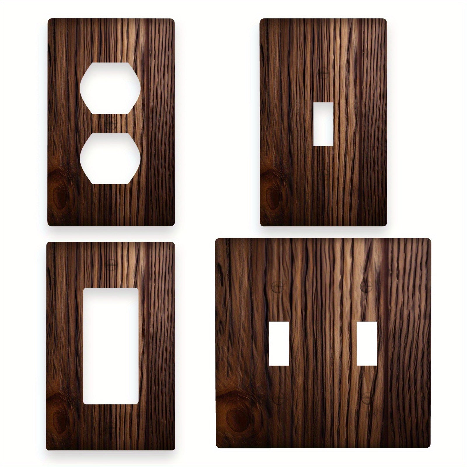 Wood Grain Wall Plate Cover for Light Switches 1-Gang or 2-Gang No Power Needed
