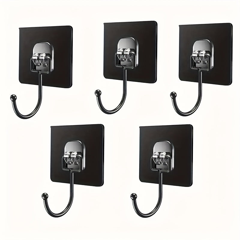 Ganchos de pared reutilizables de acero inoxidable para colgar abrigos, toallas, gorros de ducha, paquete de 2 o 5