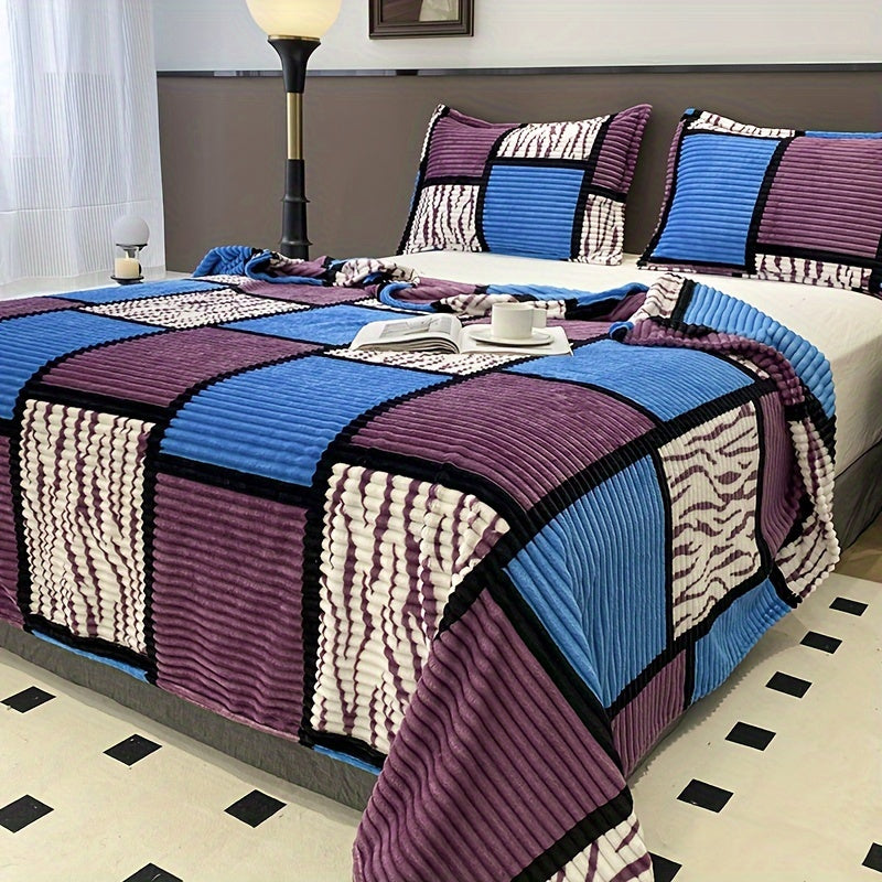 Manta de terciopelo impresa geométrica para cama, sofá, camping, aire acondicionado, todas las estaciones