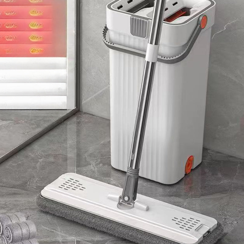 Gran conjunto de fregona gruesa y resistente con diseño plano de doble propósito y cubo para separación de seco y húmedo