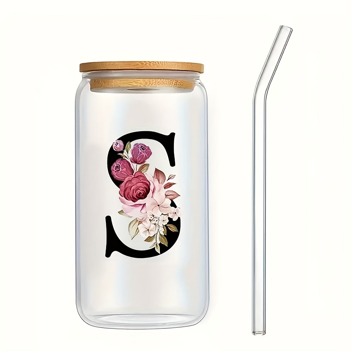 16oz Frosted Glass Cup with Bamboo Lid for Outdoor Camping