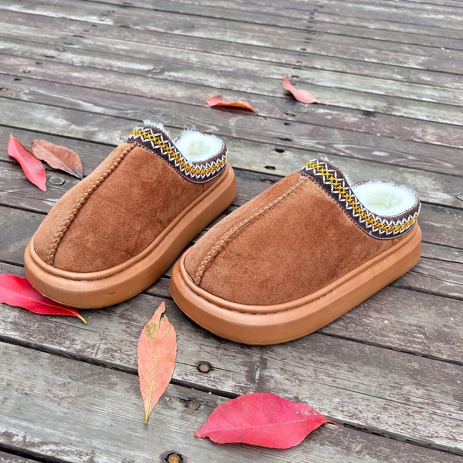 Женские плюшевые тапочки уютные тёплые нескользящие домашние обувь бежевый черный