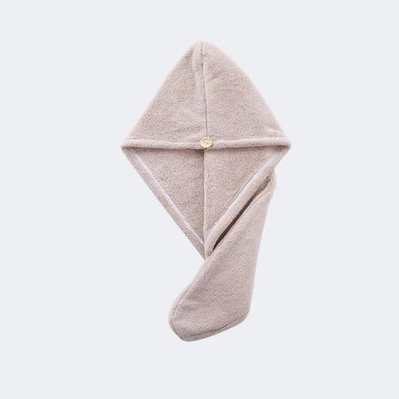 Microfiber Hair Towel with Button for Curly Hair Fast-Drying Anti-Frizz in Grey Camel Brown