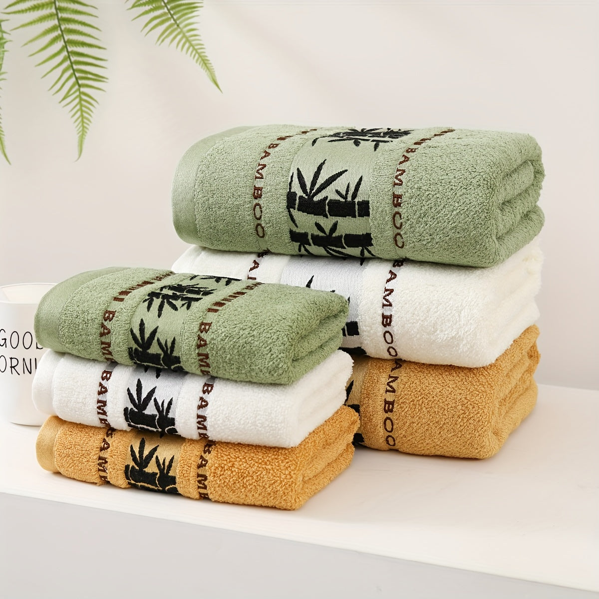 6-Piece Bamboo Fiber Towel Set Soft Quick-Dry Absorbent for Home Gym Bathroom