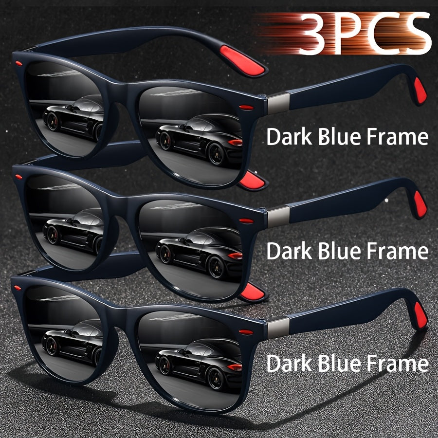 Unisex Vintage Square Glasses Full Rim Polycarbonate Frame Anti-Glare for Driving Hiking and Daily Use