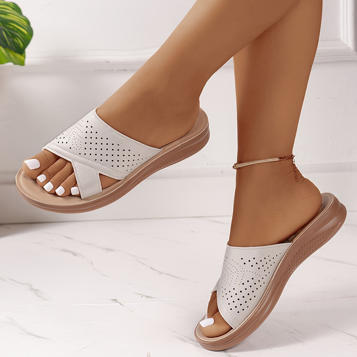 Women’s Slip-On Sandals Summer Shoes Low Heel Soft Sole