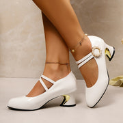 Women's Low-Top Pumps Black Red Rhinestone Butterfly Chunky Heel