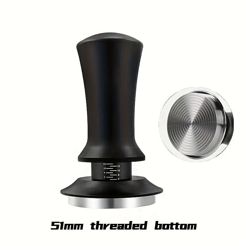 Tamper de espresso de acero inoxidable con calibración de profundidad ajustable para uso en casa
