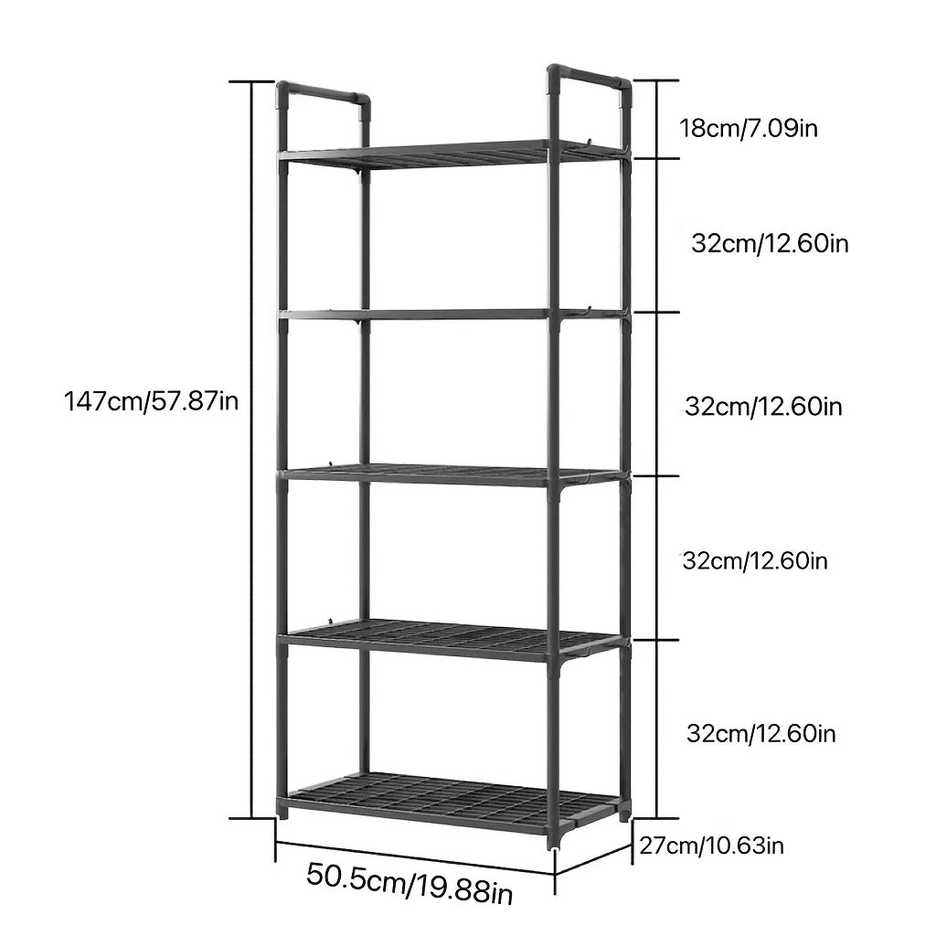 Metal and Plastic Storage Rack for Kitchen Bathroom Living Room with Tiered Shelves
