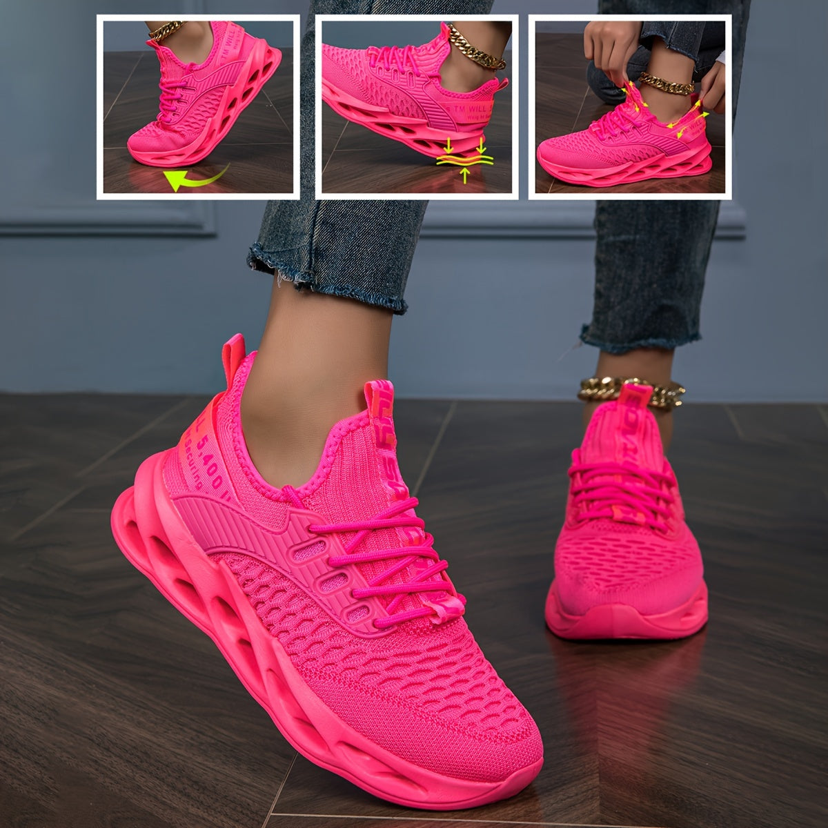 Pink Mesh Casual Sneakers for Men & Women Lightweight Comfortable Shoes
