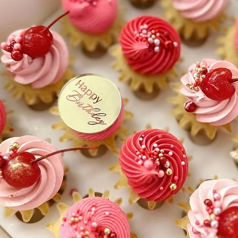 Set of 9 Acrylic Birthday Cake Toppers for Dessert Table and Cupcake Decoration