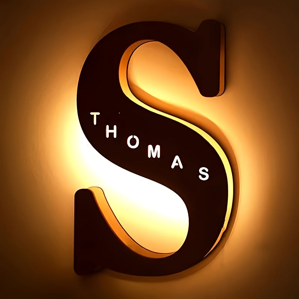 Personalized Wall Sconce with Engraved Name Night Light USB Powered Long-Lasting LED Bedroom Decor
