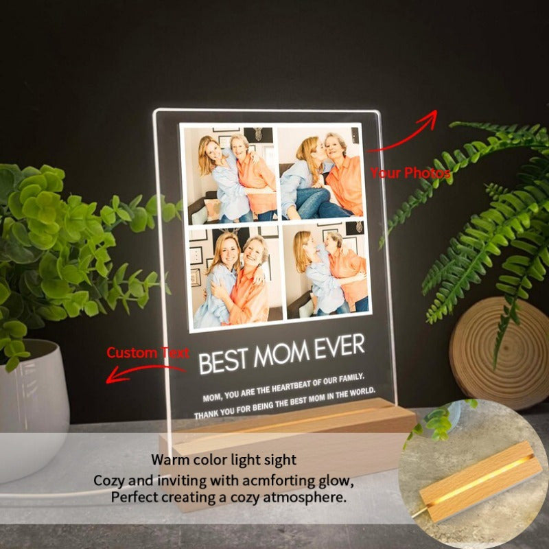 Custom Acrylic Photo Collage Night Light Personalized Family Picture Frame LED Decor
