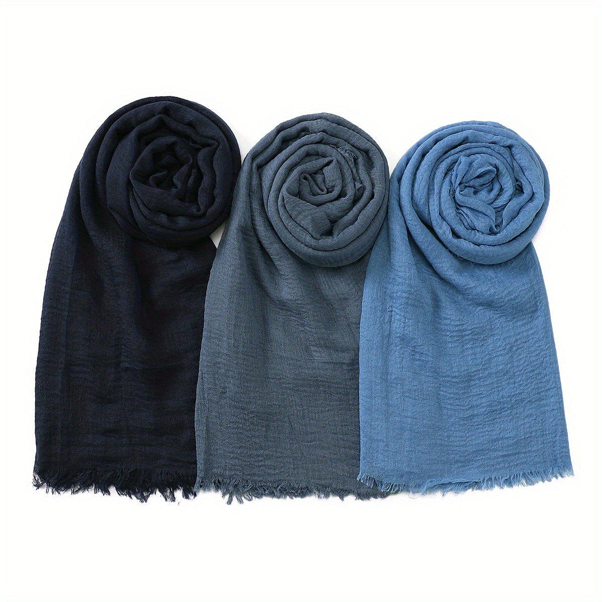 3 ta minimalistik pufli pleatli hijablar to'liq ranglar nafas oladigan kundalik sharflar