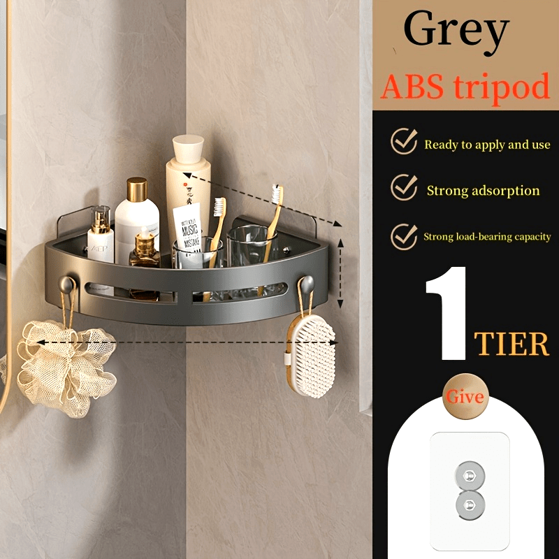 RV Bathroom Accessories Wall Mounted Shower Rack Black Gray ABS Rust-Proof