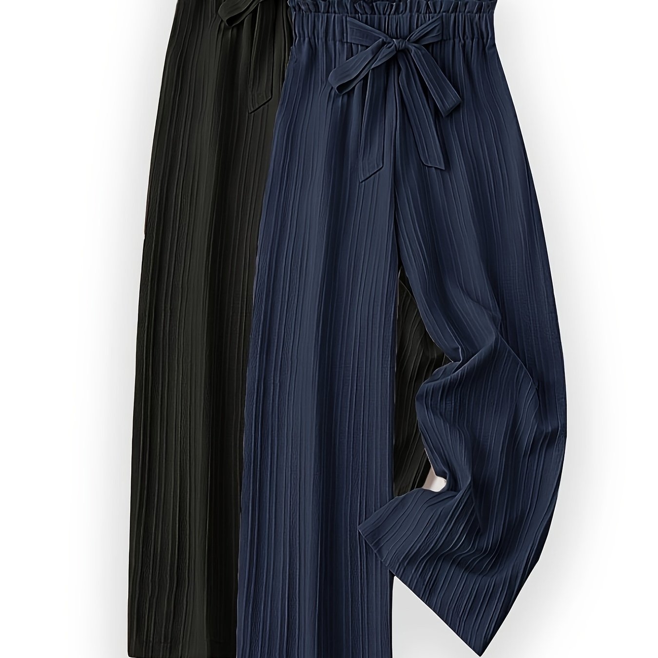 Women's Loose Pleated Textured Pants Set Two Pieces