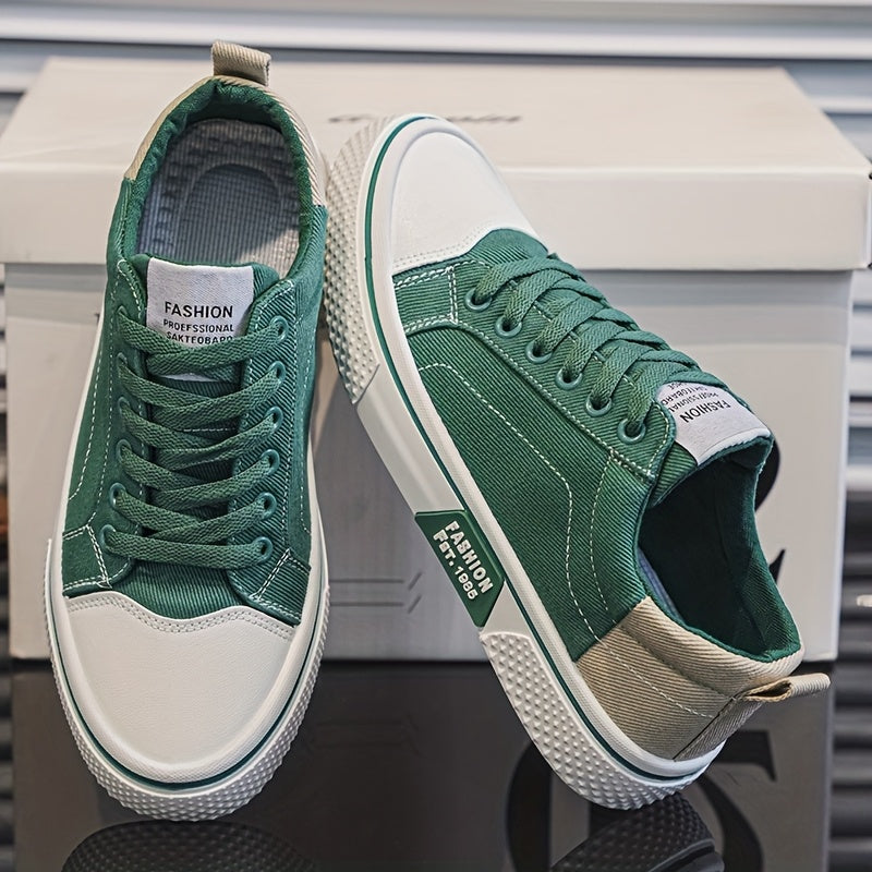 Men's Canvas Sneakers Low Top Blue White Casual All-Season PVC Sole