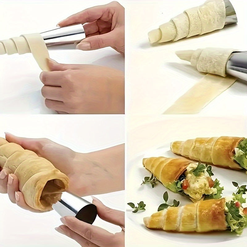Conical Pastry Molds Set of 8 or 10 Stainless Steel for Croissants Puffs and Bread