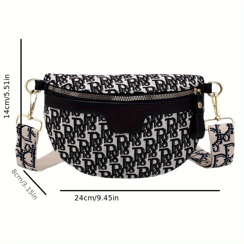 Women's Canvas Chest Bag with Embroidery, Multiple Carry Options for Spring and Summer