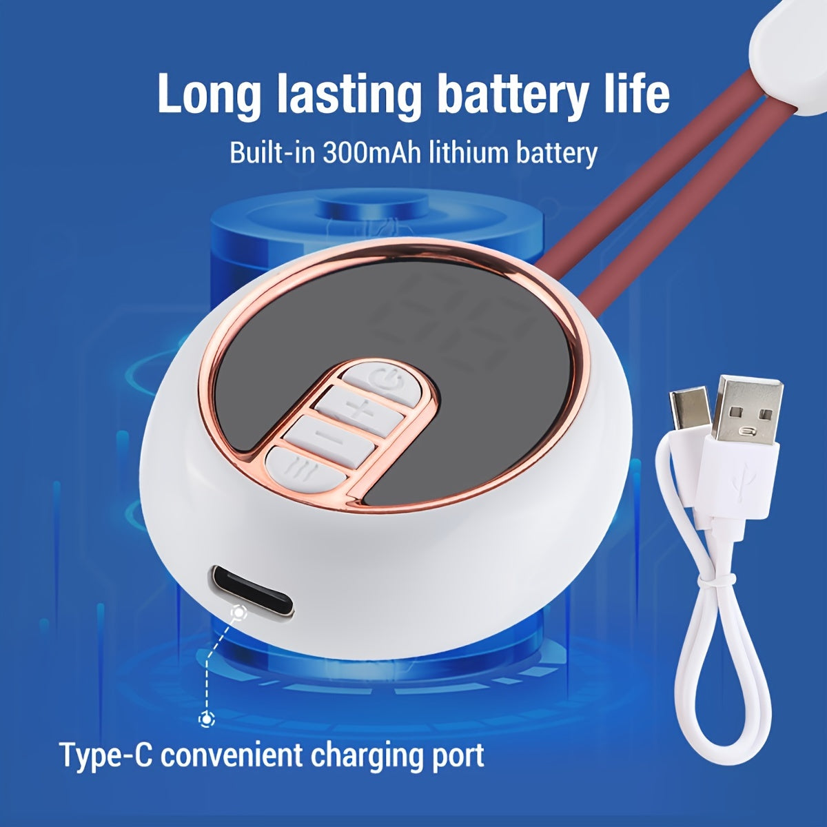 Neck Massager with USB Rechargeable Battery Digital Display Adjustable Intensity Pink White