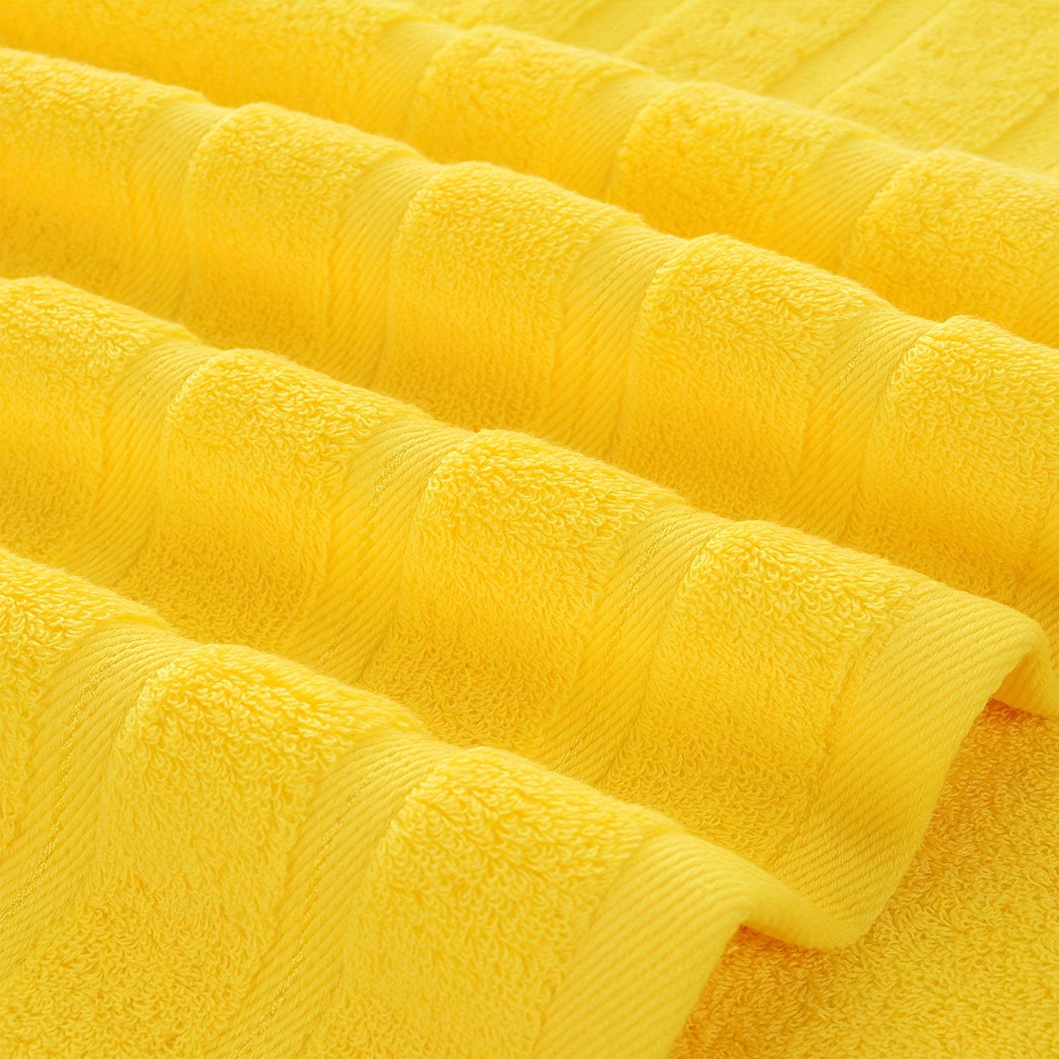 Absorbent Bath Towel Set 3/6 Pieces Bright Yellow for Hotel Home Travel